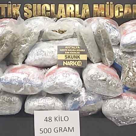 Antalya’da Uyuşturucu Operasyonunda 48 Kilo Skunk Ele Geçirildi