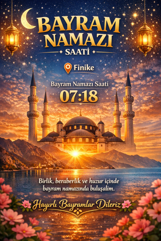 FİNİKE’DE BAYRAM NAMAZI SAATİ AÇIKLANDI