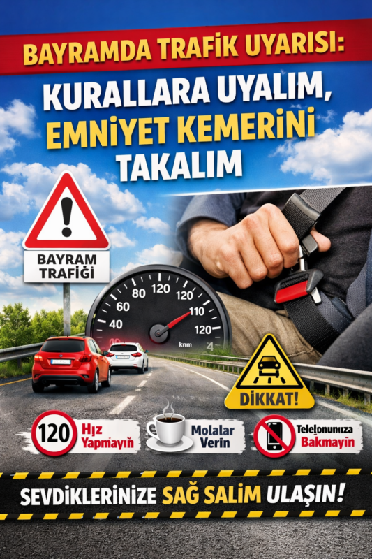BAYRAMDA TRAFİK UYARISI: KURALLARA UYALIM, EMNİYET KEMERİNİ TAKALIM