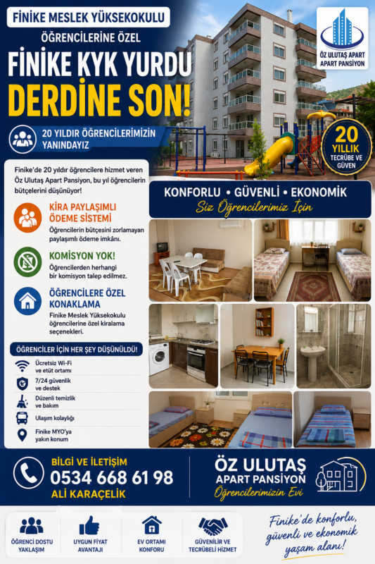 Finike KYK Yurdu Derdine Son! Öğrencilere Özel Kiralama İmkânı